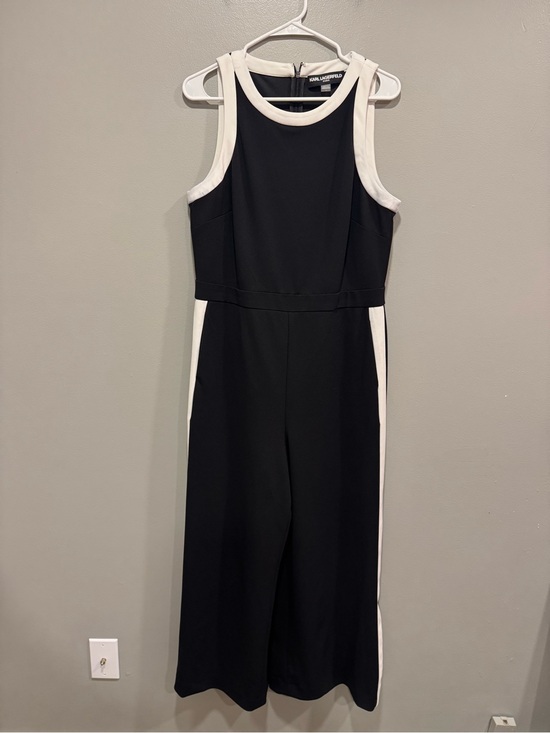 Karl Lagerfeld Pants - Karl Lagerfeld Striped Jumpsuit in Black and White Size 12